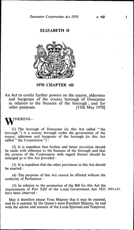 Doncaster Corporation Act 1970