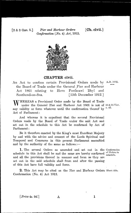 Pier and Harbour Orders Confirmation (No. 4) Act 1912