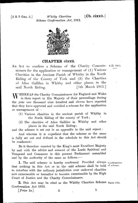 Whitby Charities Scheme Confirmation Act 1912