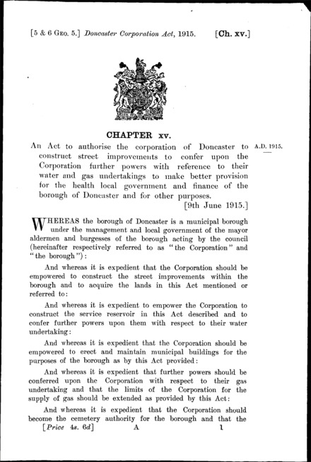 Doncaster Corporation Act 1915