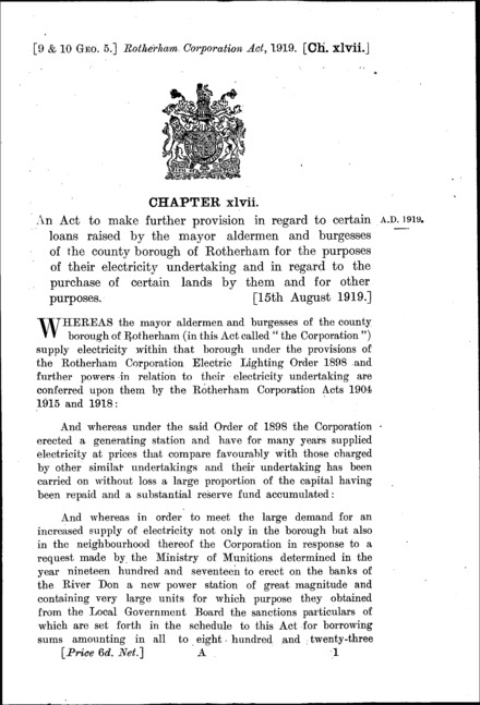 Rotherham Corporation Act 1919