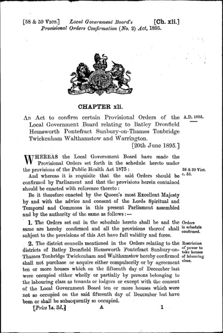 Local Government Board's Provisional Orders Confirmation (No. 2) Act 1895