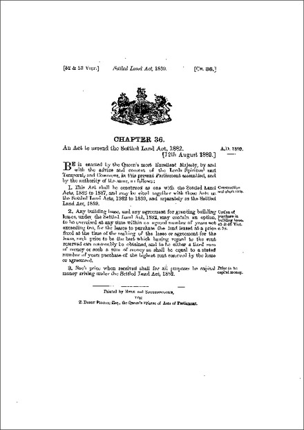 Settled Land Act 1889