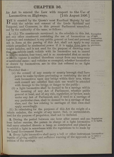 Locomotives on Highways Act 1896
