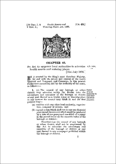 Health Resorts and Watering Places Act 1936