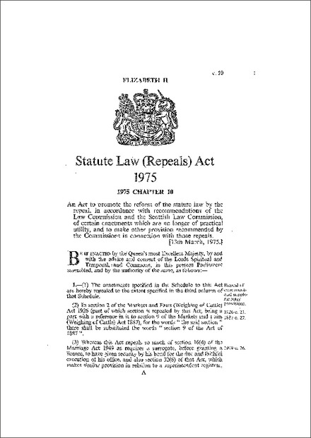 Statute Law (Repeals) Act 1975