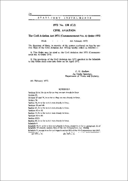 The Civil Aviation Act 1971 (Commencement No. 4) Order 1972