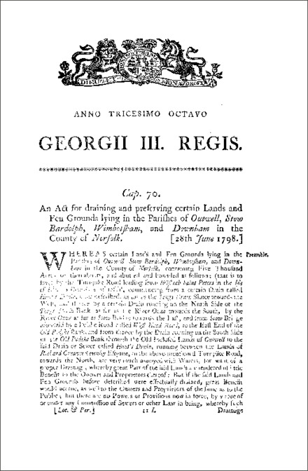 Outwell, Stow Bardolph, Wimboltsham and Downham Drainage Act 1798