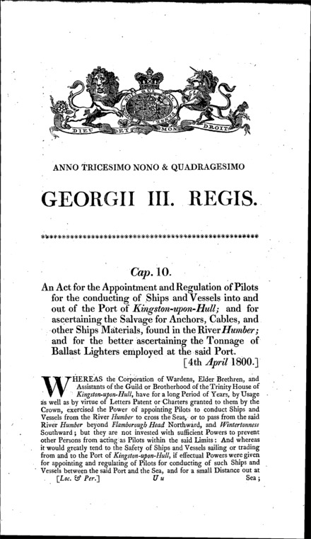 Kingston-upon-Hull Dock Act 1800