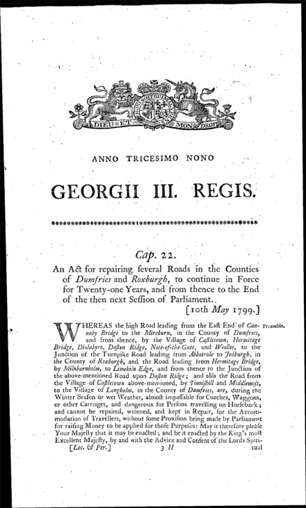 Dumfries and Roxburgh County Roads Act 1799