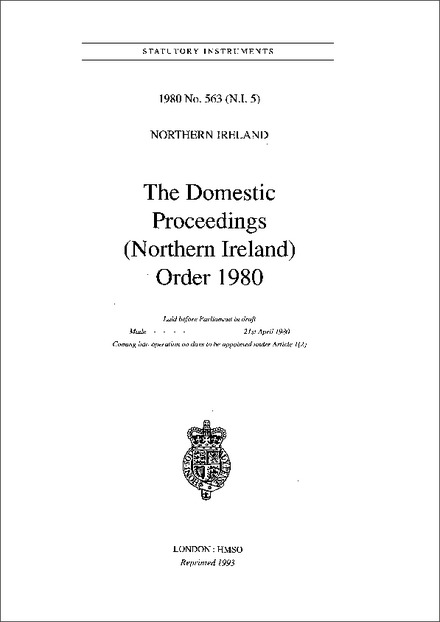 The Domestic Proceedings (Northern Ireland) Order 1980