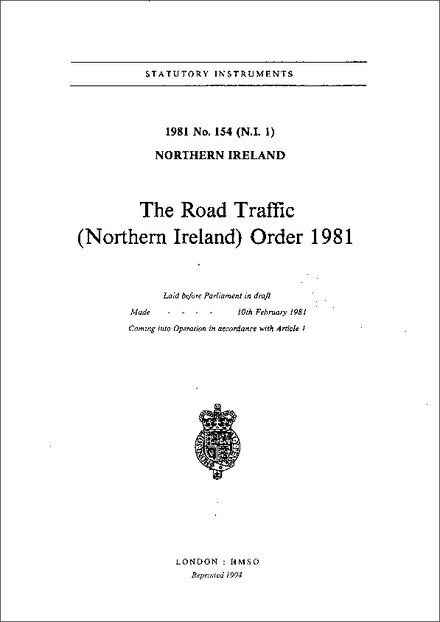 The Road Traffic (Northern Ireland) Order 1981