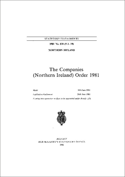 The Companies (Northern Ireland) Order 1981