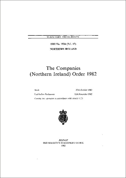 The Companies (Northern Ireland) Order 1982