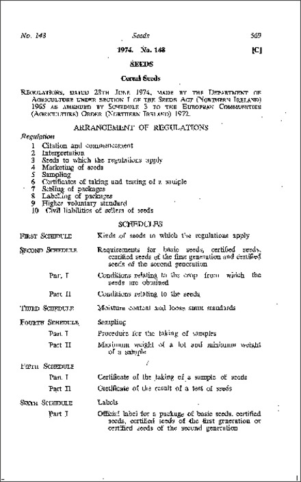 The Cereal Seeds Regulations (Northern Ireland) 1974