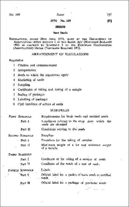 The Beet Seeds Regulations (Northern Ireland) 1974