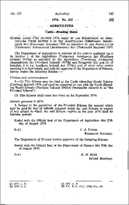 The Cattle (Breeding Herds) Scheme (Northern Ireland) 1974