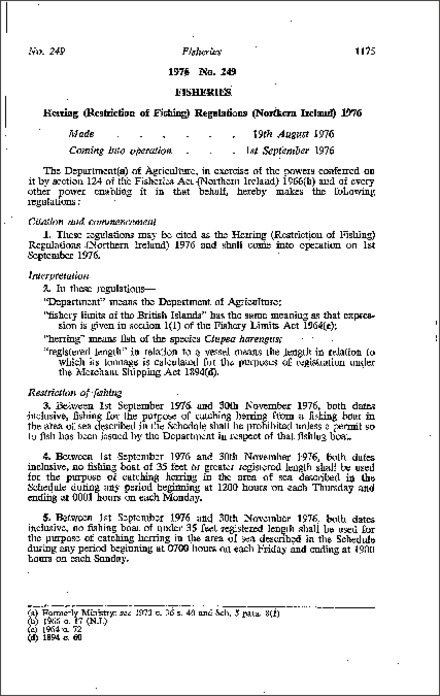 The Herring (Restriction of Fishing) Regulations (Northern Ireland) 1976