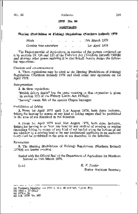 The Herring (Prohibition of Fishing) Regulations (Northern Ireland) 1979