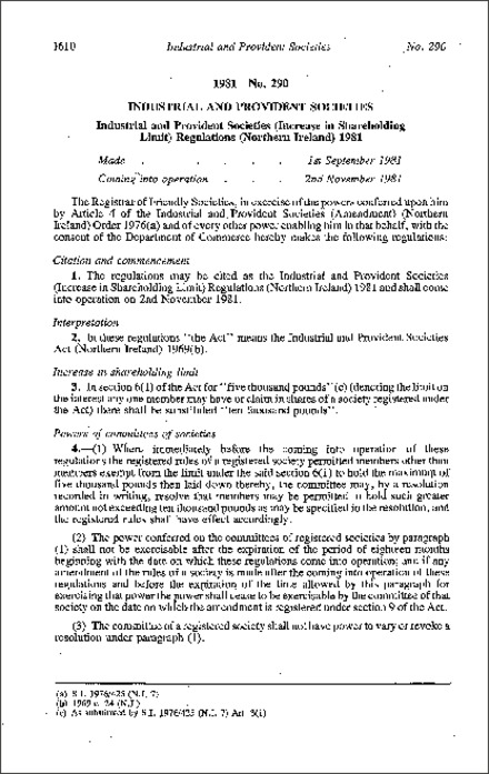 The Industrial and Provident Societies (Increase in Shareholding Limit ...