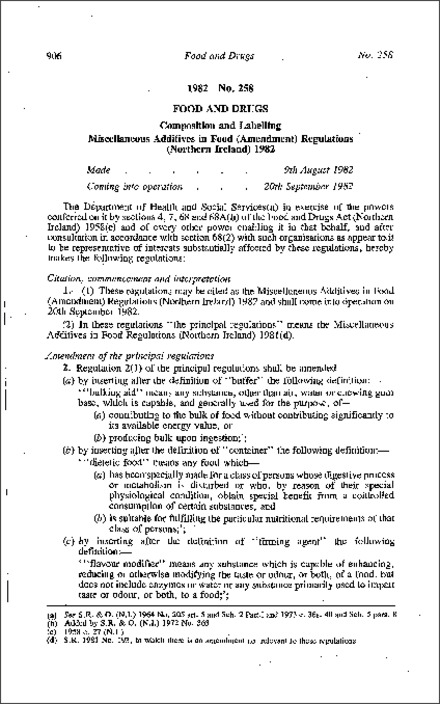 The Miscellaneous Additives in Food (Amendment) Regulations (Northern ...