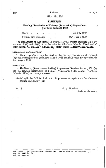 The Herring (Restriction of Fishing) (Revocation) Regulations (Northern Ireland) 1983