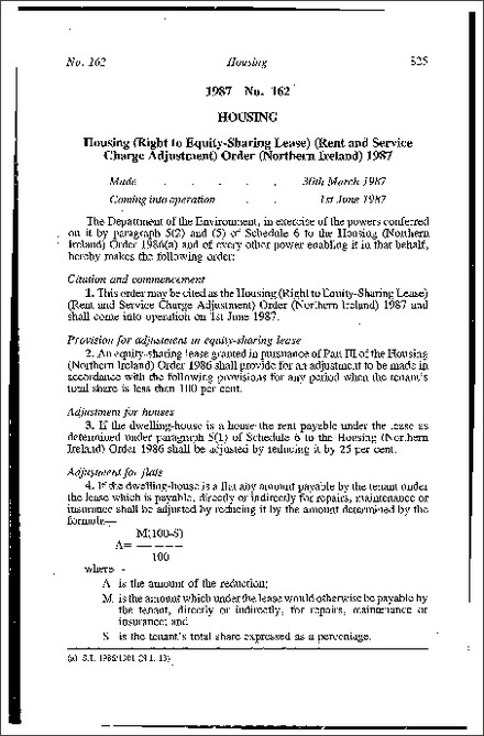 The Housing (Right to Equity-Sharing Lease) (Rent and Service Charge ...