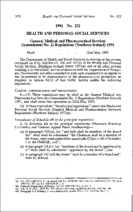 The General Medical and Pharmaceutical Services (Amendment No. 2) Regulations (Northern Ireland) 1991