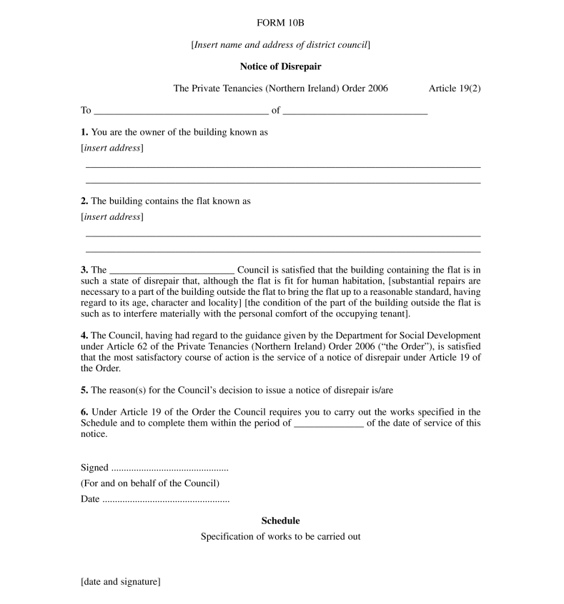 The Private Tenancies (Forms etc.) Regulations (Northern Ireland) 2007