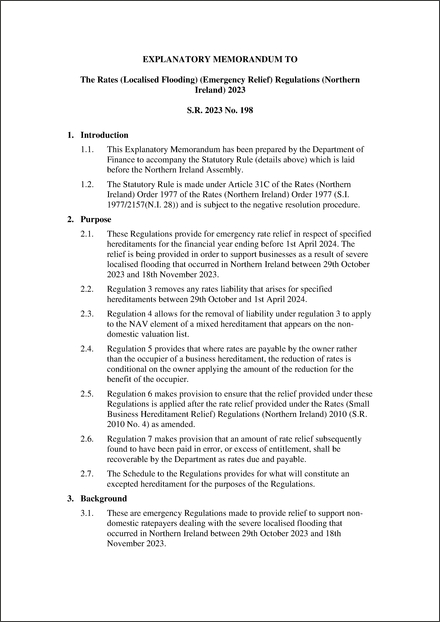 NI Explanatory Memorandum 2