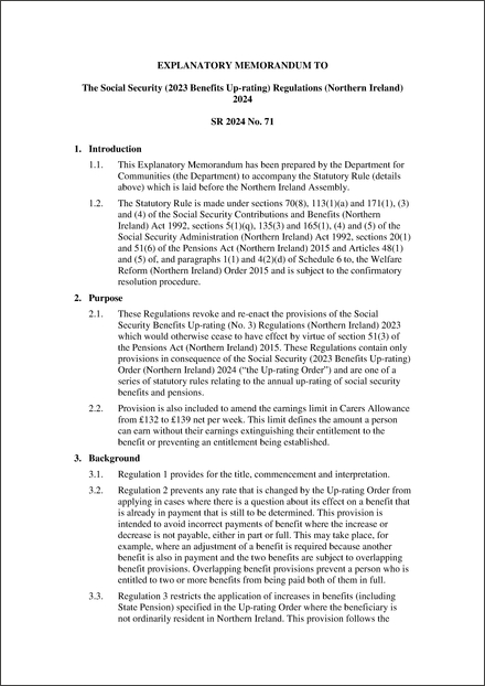 NI Explanatory Memorandum 2