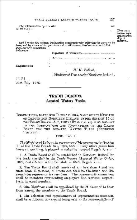 The Aerated Waters Trade Board (Northern Ireland) 1922