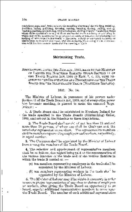 The Shirtmaking Trade Board (Northern Ireland) 1922