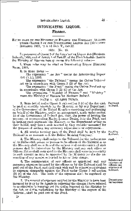 The Intoxicating Liquor (Finance) Rules (Northern Ireland) 1923