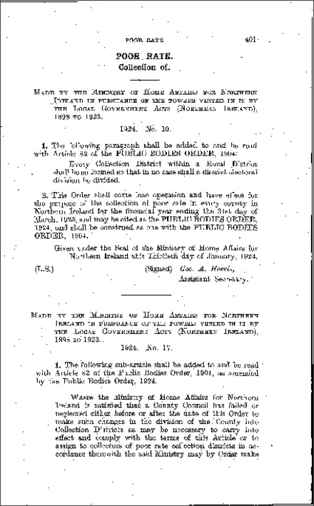 The Public Bodies Order (Northern Ireland) 1924