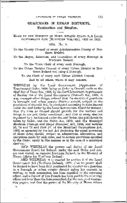 The Guardians Election Order (Northern Ireland) 1924