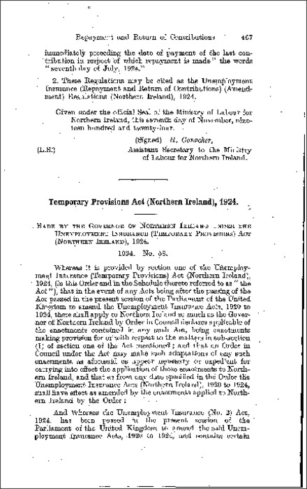 The Unemployment Insurance Order (Northern Ireland) 1924