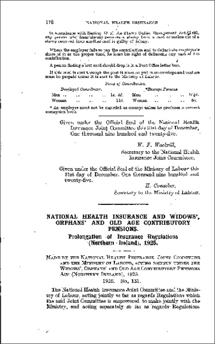 The Prolongation of Insurance Regulations (Northern Ireland) 1925