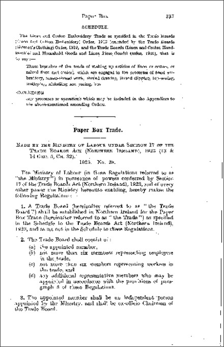 The Trade Boards (Paper Box) (Constitution, Proceedings and Meetings) Regulations (Northern Ireland) 1925