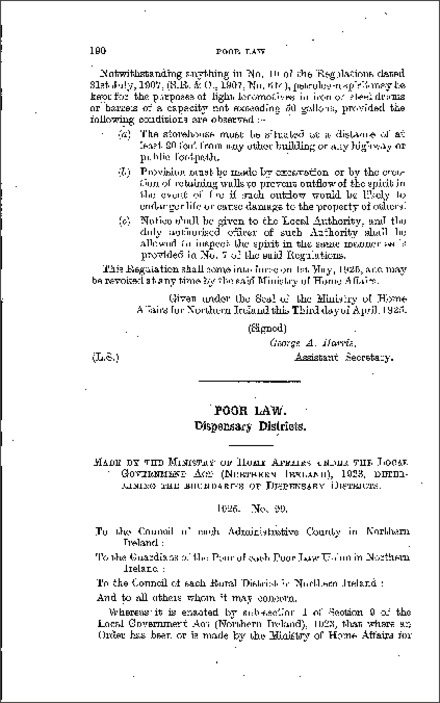 The Dispensary Districts Order (Northern Ireland) 1925