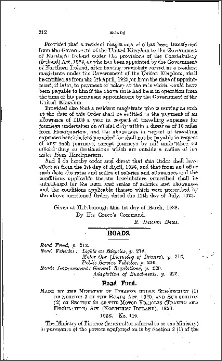 The Road Fund Regulations (Northern Ireland) 1928