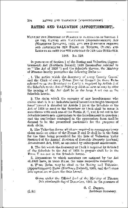 The Rating and Valuation (Apportionment) Rules (Northern Ireland) 1928