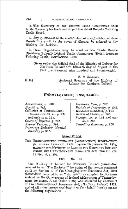 The Unemployment Insurance (Associations) Regulations (Northern Ireland) 1928