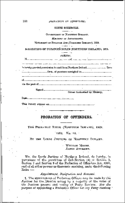 The Probation Rules (Northern Ireland) 1928