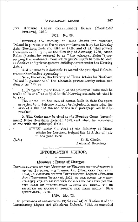 The Housing Grant (Amendment) Rules (Northern Ireland) 1929