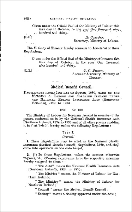 The National Health Insurance (Medical Benefit Council) Regulations (Northern Ireland) 1930