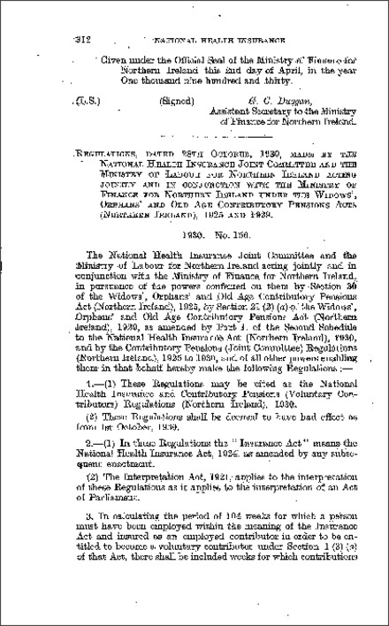 The National Health Insurance and Contributory Pensions (Voluntary Contributors) Regulations (Northern Ireland) 1930