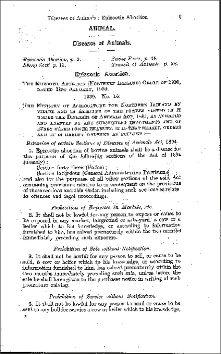 The Epizootic Abortion Order (Northern Ireland) 1930