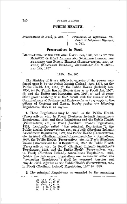 The Public Health (Preservatives, etc., in Food) Amendment Regulations (Northern Ireland) 1930