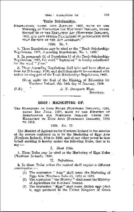 The Marketing of Eggs Rules (Northern Ireland) 1930